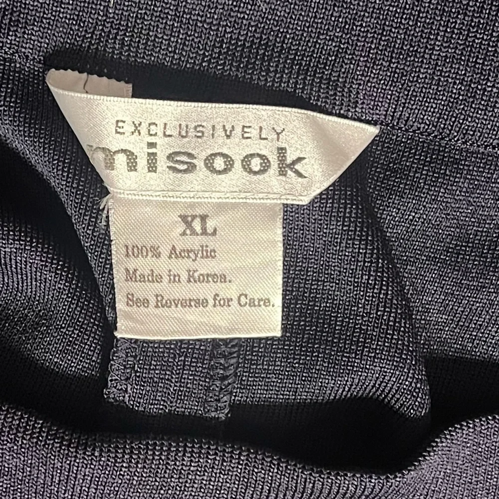 Exclusively Misook Knit Pants Pull On Split Hem Pants Navy w/ Gold Metallic XL - Picture 4 of 5